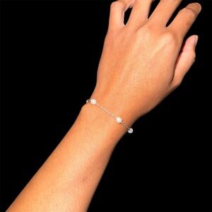 Pearls by the yard stainless steel silver bracelet